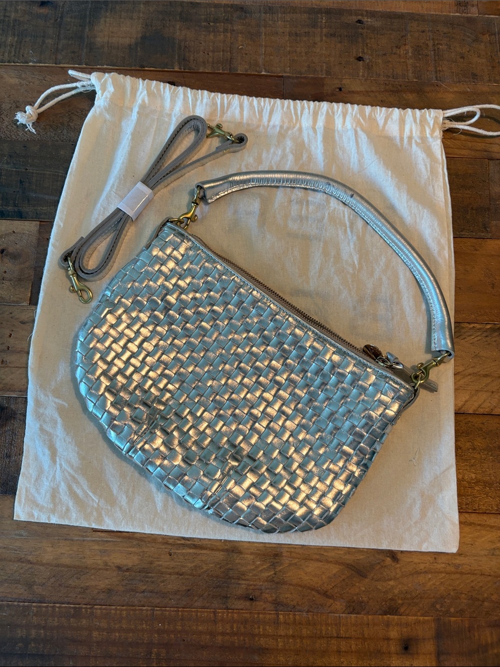 Clare V petite moyen woven silver bag - Picture 3 of 8